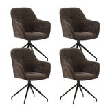 Set di 4 sedie da pranzo girevoli Camiel Brown Ciniglia