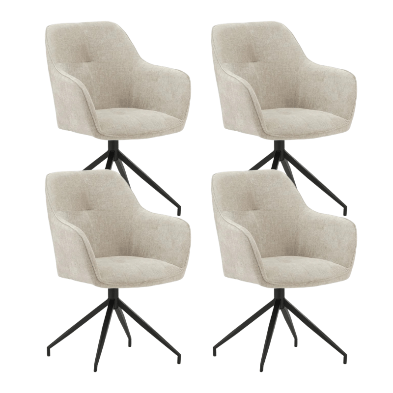 Set di 4 sedie da pranzo girevoli Camiel Ciniglia grigio chiaro