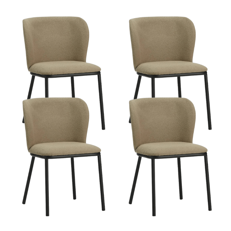 Eetkamerstoelen - Set van 4 Eetkamerstoelen Tess Taupe Bouclé Stof - Zonder Armleuningen - Dimehouse
