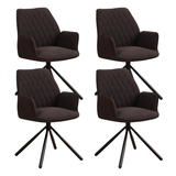 Set di 4 sedie da pranzo girevoli Novan Brown Bouclé – Girevoli di 180°