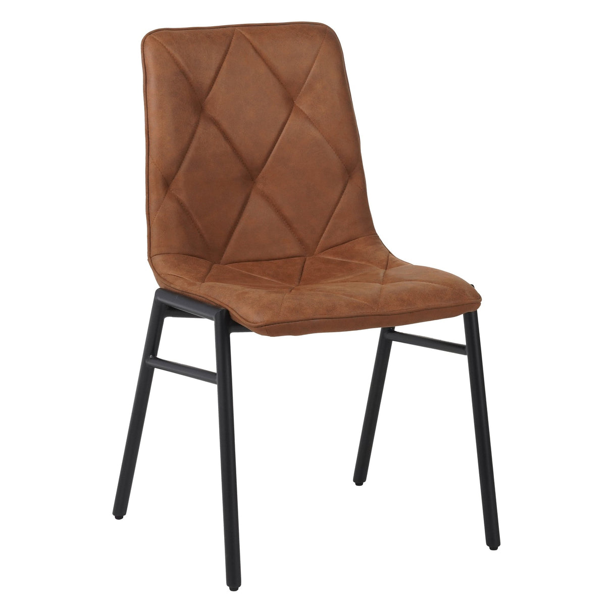Eetkamerstoelen - Eetkamerstoel Noan Microvezel Cognac - Zonder Armleuningen - Dimehouse