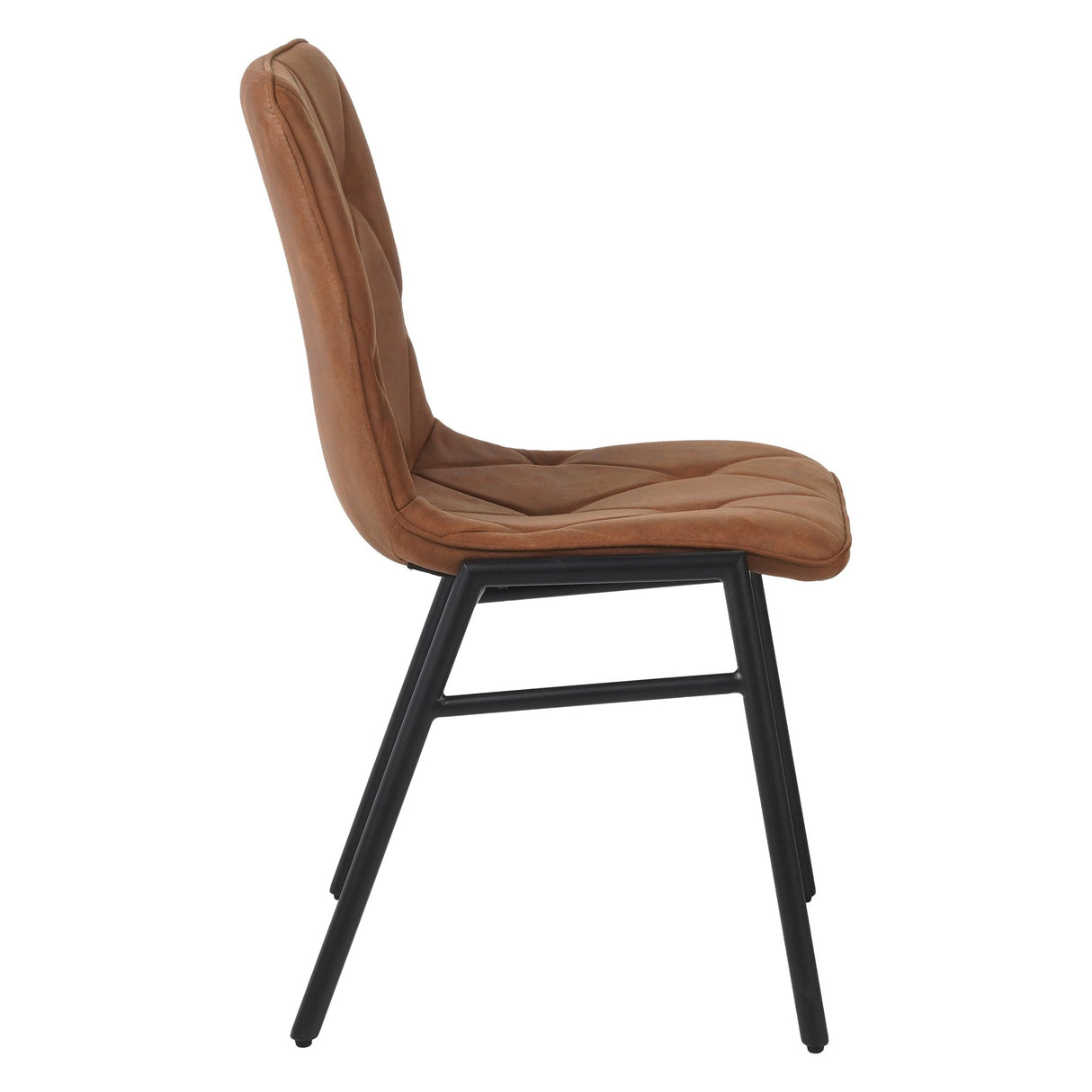 Eetkamerstoelen - Eetkamerstoel Noan Microvezel Cognac - Zonder Armleuningen - Dimehouse
