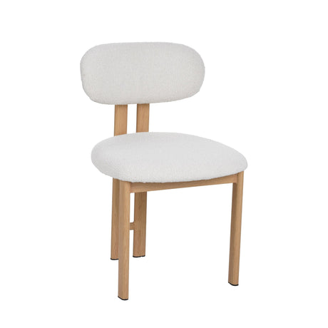 Sedia da sala da pranzo Japandi Miyo Bouclé Beige - Struttura in rovere