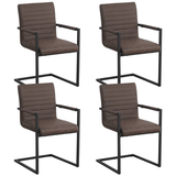 Set di 4 sedie per sala da pranzo Kuba Industrial Taupe - Ecopelle - Con braccioli