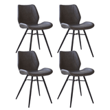 Eetkamerstoelen - Set van 4 Eetkamerstoelen Beau Industrieel Antraciet Kunstleer - Zonder Armleuningen - Dimehouse