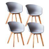 Set di 4 sedie per sala da pranzo Herning Scandinava Grigia - Plastica e legno di faggio