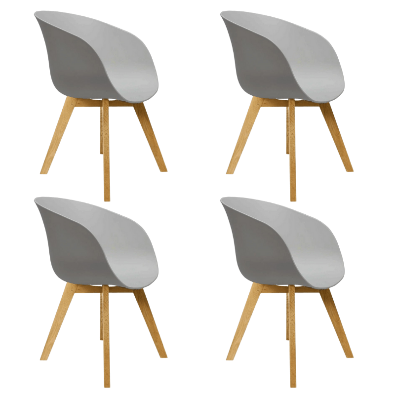 Set di 4 sedie per sala da pranzo Herning Scandinava Grigia - Plastica e legno di faggio