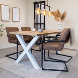 Eettafels - Eettafel Lenzo Rustiek Eiken X - poot wit - Dimehouse