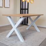 Eettafels - Eettafel Lenzo Rustiek Eiken X - poot wit - Dimehouse