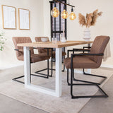 Eettafels - Eettafel Lenzo Rustiek Eiken U - poot wit - Dimehouse