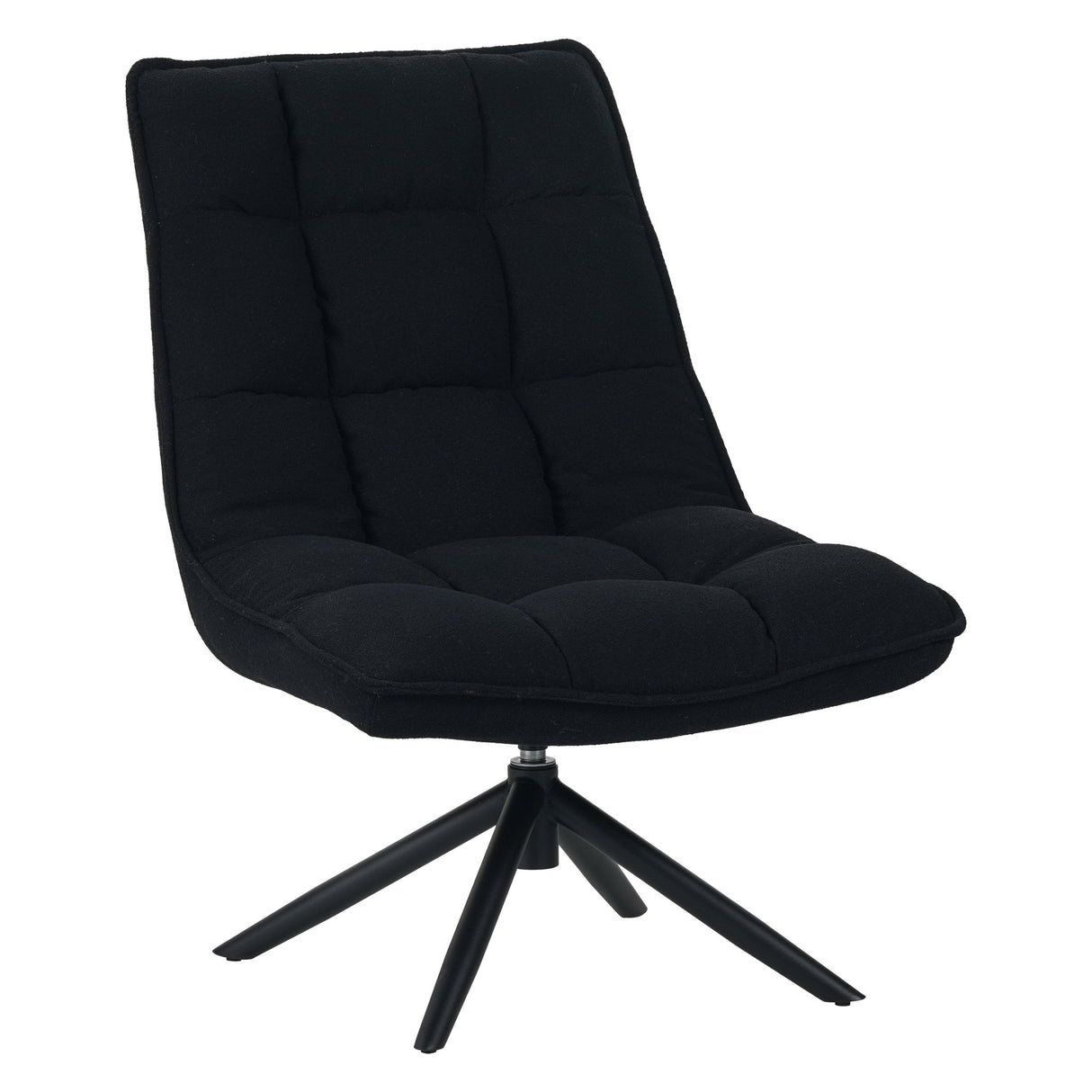 Fauteuils - Moderne draaifauteuil zwart bouclé stof 360° draaibaar Yuki - Dimehouse