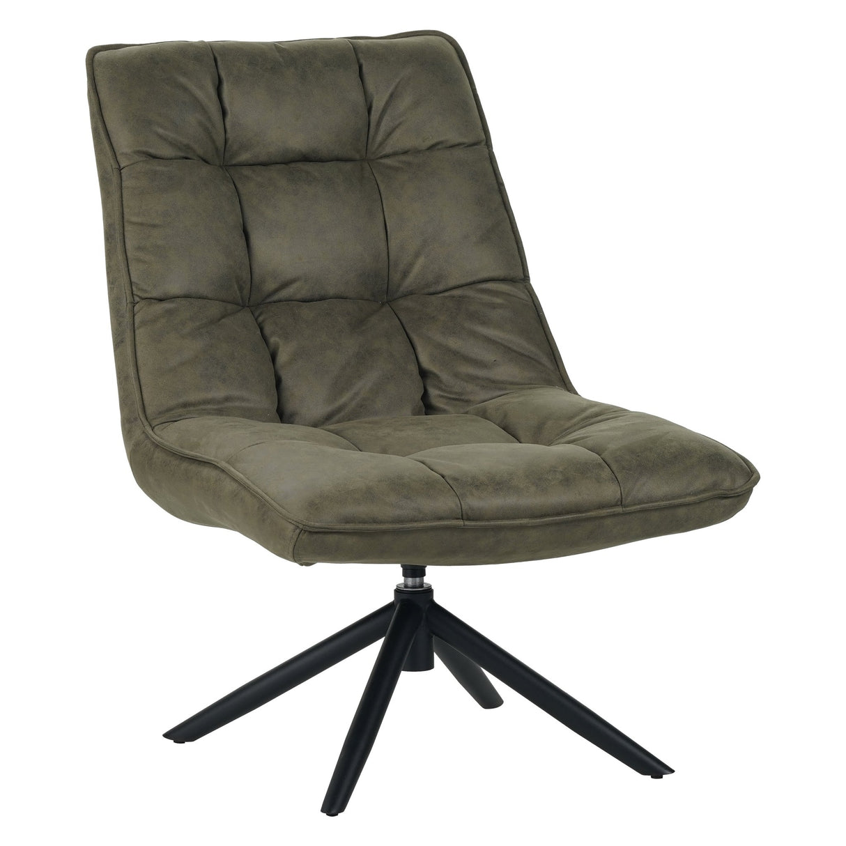 Fauteuils - Industriële draaifauteuil groen eco - leer 360° draaibaar Yuki - Dimehouse