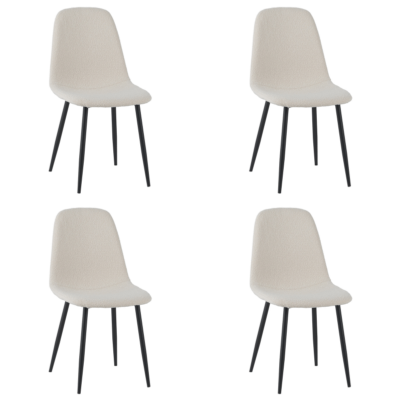 Set di 4 sedie da pranzo scandinave in tessuto bouclé crema Swift - Senza braccioli