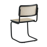 Sedia da pranzo con struttura tubolare Vester in metallo nero e cinghia in bambù - Senza braccioli