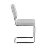 Eetkamerstoelen - Moderne Eetkamerstoel Grijs Bouclé Stof Sway - Chrome Frame - Zonder Armleuningen - Dimehouse