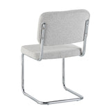 Eetkamerstoelen - Moderne Eetkamerstoel Grijs Bouclé Stof Sway - Chrome Frame - Zonder Armleuningen - Dimehouse