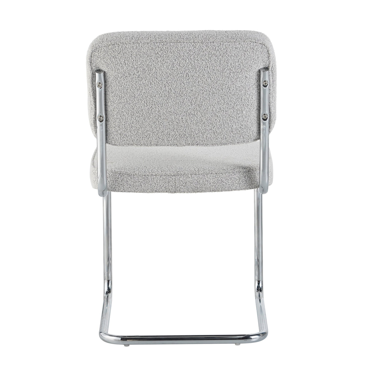 Eetkamerstoelen - Moderne Eetkamerstoel Grijs Bouclé Stof Sway - Chrome Frame - Zonder Armleuningen - Dimehouse