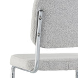 Eetkamerstoelen - Moderne Eetkamerstoel Grijs Bouclé Stof Sway - Chrome Frame - Zonder Armleuningen - Dimehouse