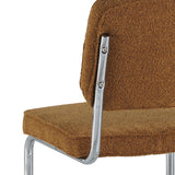 Eetkamerstoelen - Moderne Eetkamerstoel Koper Bouclé Stof Sway - Chrome Frame - Zonder Armleuningen - Dimehouse