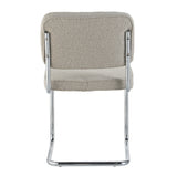 Eetkamerstoelen - Moderne Eetkamerstoel Zandkleur Bouclé Stof Sway - Chrome Frame - Zonder Armleuningen - Dimehouse