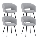 Set di 4 sedie da pranzo scandinave Don in tessuto grigio chiaro a forma di tazza - con braccioli