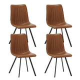 Eetkamerstoelen - Set van 4 Eetkamerstoelen Jimmy PU - kunstleer cognac - Dimehouse