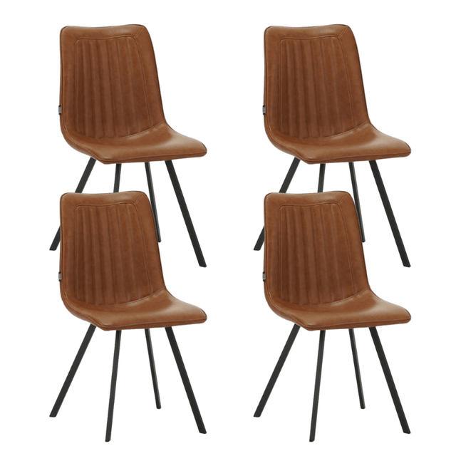Eetkamerstoelen - Set van 4 Eetkamerstoelen Jimmy PU - kunstleer cognac - Dimehouse