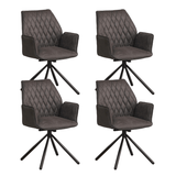 Set di 4 sedie da pranzo girevoli Novan Industrial Tessuto Antracite – Girevole di 180°