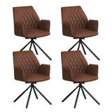 Eetkamerstoelen - Set van 4 Draaibare Eetkamerstoelen Novan Industrieel Bruin Stof – 180° Draaibaar - Dimehouse