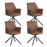 Eetkamerstoelen - Set van 4 Draaibare Eetkamerstoelen Novan Industrieel Taupe Stof – 180° Draaibaar - Dimehouse