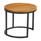 Salontafels-Set van 2 ronde salontafels naturel mangohout - industrieel - Rosy-Dimehouse
