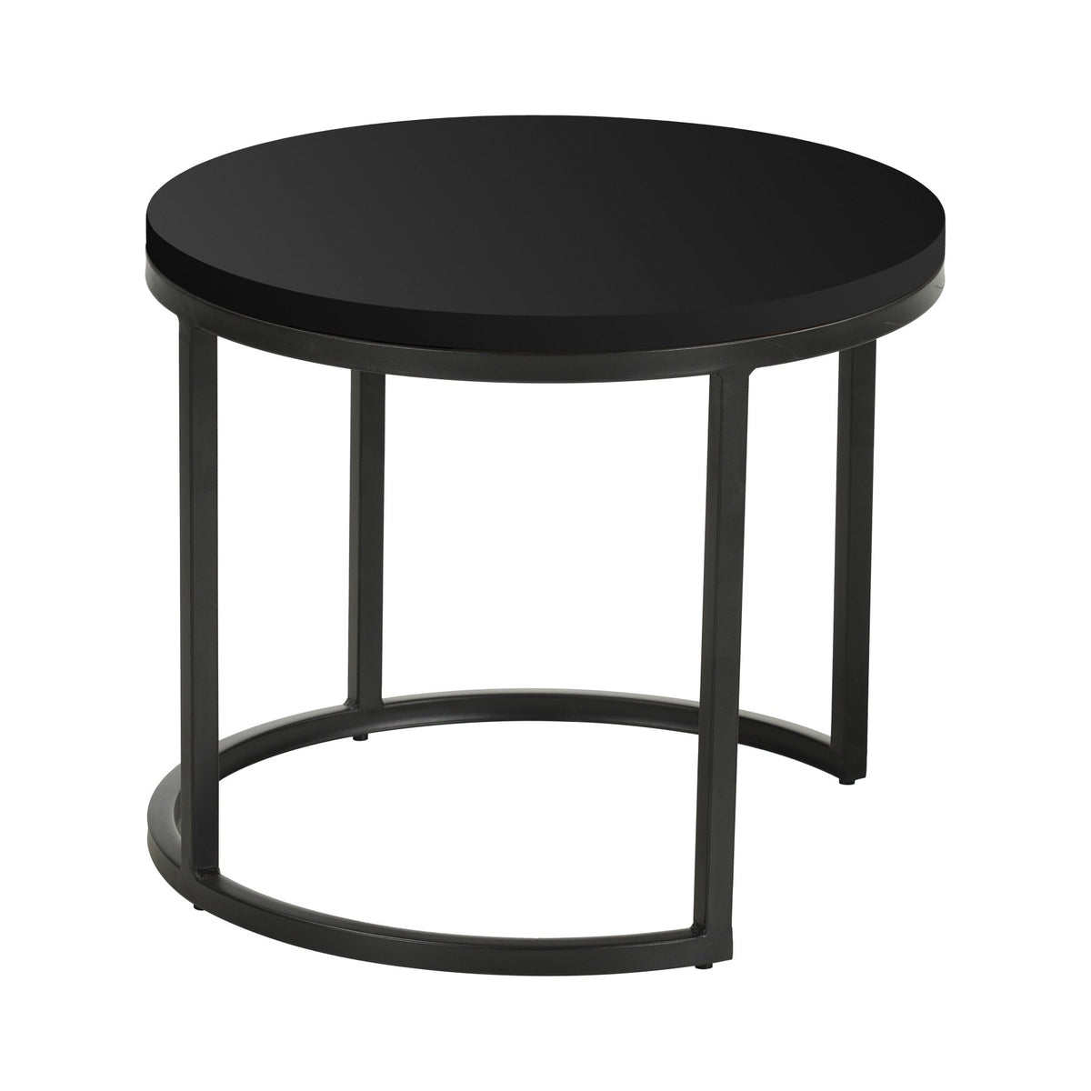 Salontafels-Set van 2 ronde salontafels zwart mangohout - industrieel - Rosy-Dimehouse