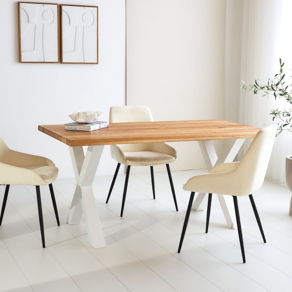 Eettafels - Eettafel Milas Eikenhout X - poot Wit - Dimehouse