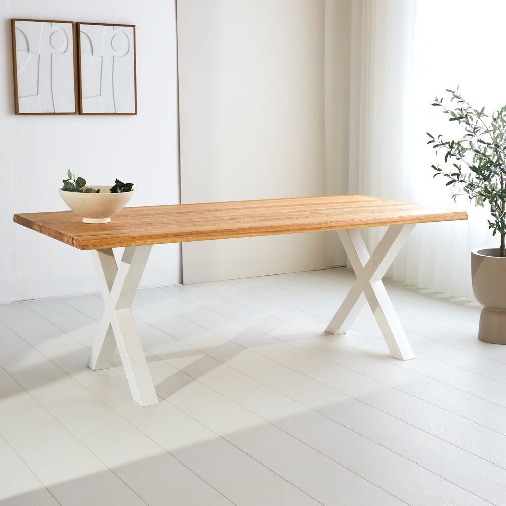 Eettafels - Eettafel Milas Eikenhout X - poot Wit - Dimehouse