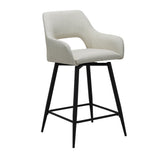 Barkrukken - Draaibare Barkruk Beige Stof Skye - Zithoogte 67 cm - Met Armleuningen - Dimehouse