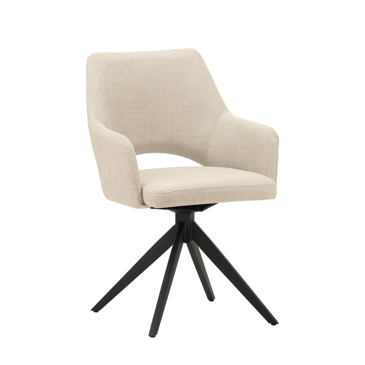 Eetkamerstoelen - Moderne Draaibare Eetkamerstoel Beige Stof Sid - Met Armleuningen - Dimehouse