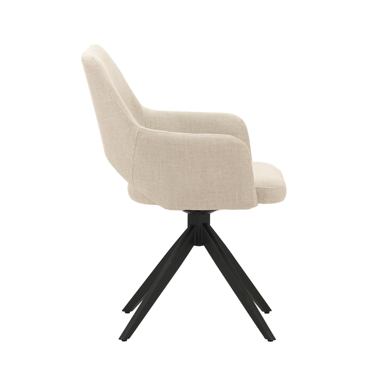 Eetkamerstoelen - Moderne Draaibare Eetkamerstoel Beige Stof Sid - Met Armleuningen - Dimehouse