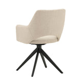 Eetkamerstoelen - Moderne Draaibare Eetkamerstoel Beige Stof Sid - Met Armleuningen - Dimehouse