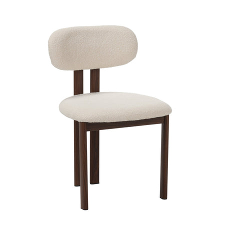 Sedia da pranzo Japandi Miyo Bouclé Beige - Struttura in effetto noce