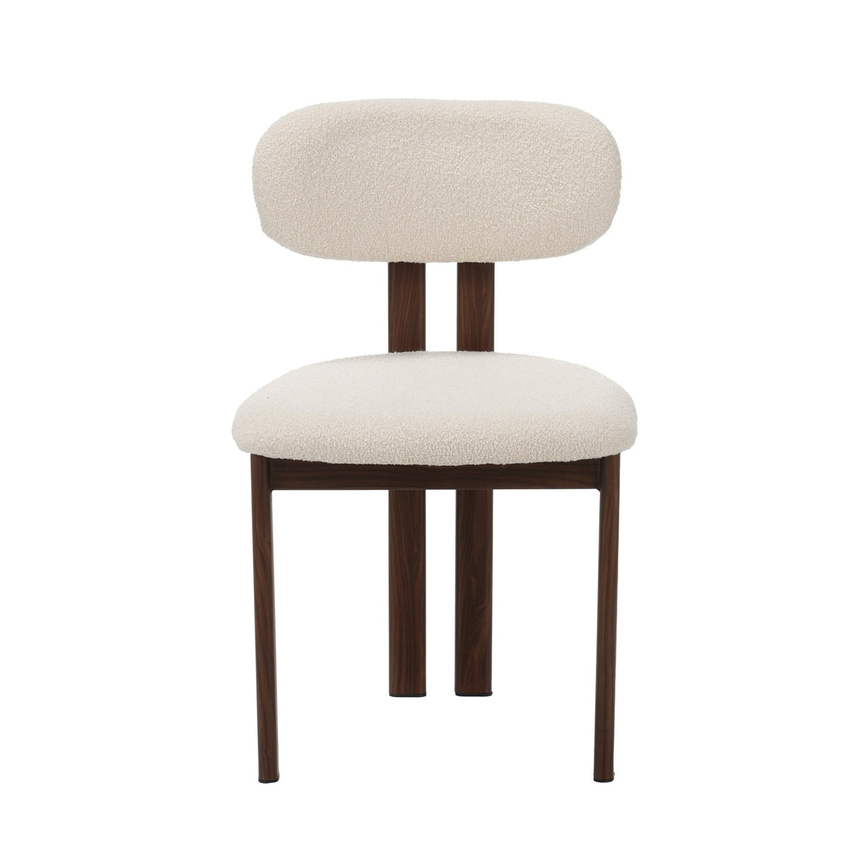 Eetkamerstoelen - Japandi Eetkamerstoel Miyo Bouclé Beige - Walnootlook Frame - Dimehouse