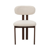 Eetkamerstoelen - Japandi Eetkamerstoel Miyo Bouclé Beige - Walnootlook Frame - Dimehouse