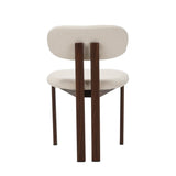 Eetkamerstoelen - Japandi Eetkamerstoel Miyo Bouclé Beige - Walnootlook Frame - Dimehouse