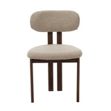 Eetkamerstoelen - Japandi Eetkamerstoel Miyo Bouclé Zandkleur - Walnootlook Frame - Dimehouse