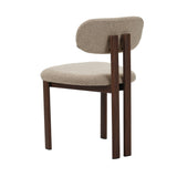 Eetkamerstoelen - Japandi Eetkamerstoel Miyo Bouclé Zandkleur - Walnootlook Frame - Dimehouse
