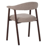 Sedia da sala da pranzo Japandi color sabbia Bouclé Suki - struttura in noce - con braccioli