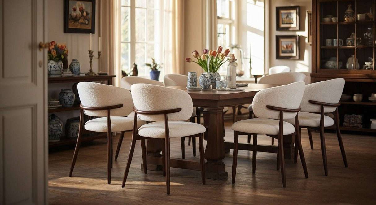 Sedia da pranzo Japandi Yuka Beige - Struttura in effetto noce