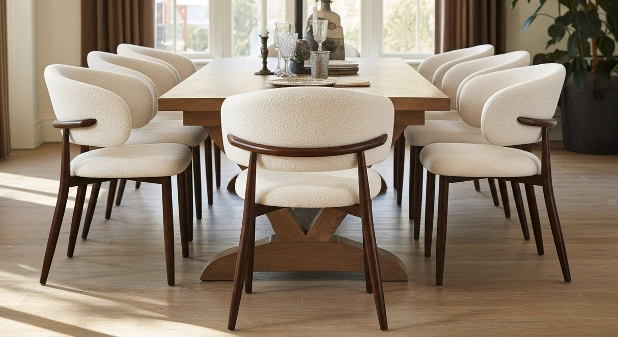 Sedia da pranzo Japandi Yuka Beige - Struttura in effetto noce