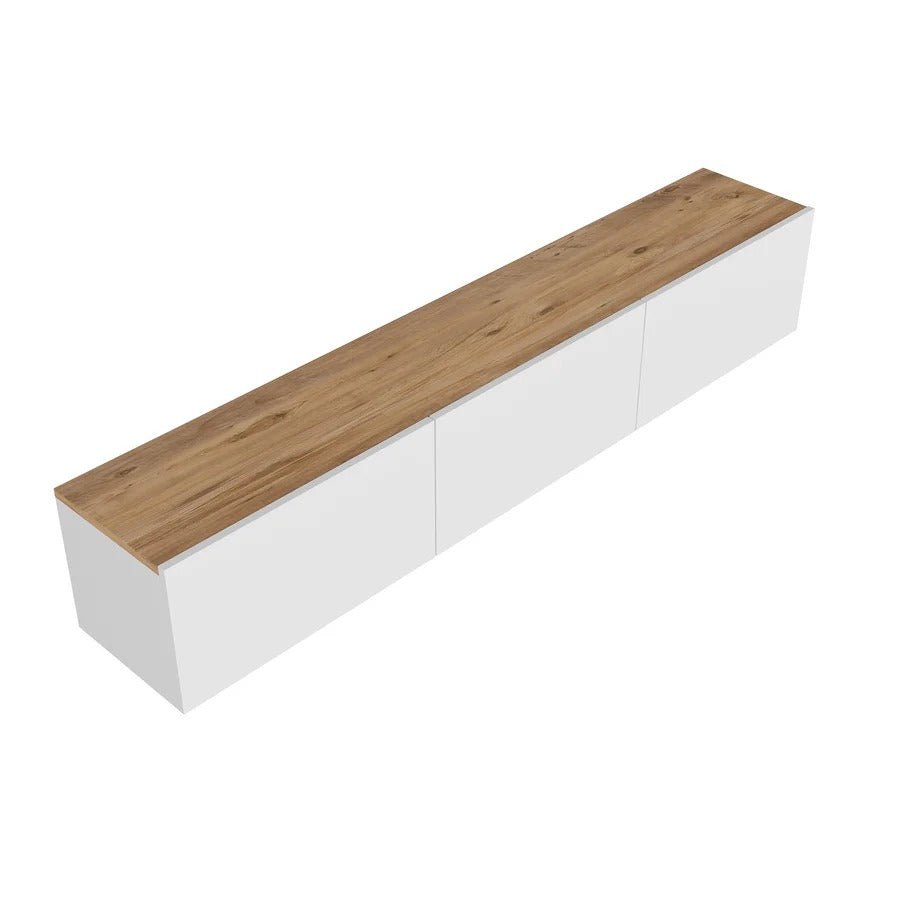 TV Meubels - Zwevend TV Meubel Wit met Eikenlook Melamine - 150x30 cm - West - Dimehouse