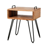 Comodino Aimée DH Interior Acacia LxLxH 45x39x17 Legno di acacia Foto bianca vista frontale diagonale