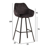 Sgabello da bar Elise Velluto Dimehouse Antracite LxWxH 95x59x57 Velvet White Indicazione dimensione foto